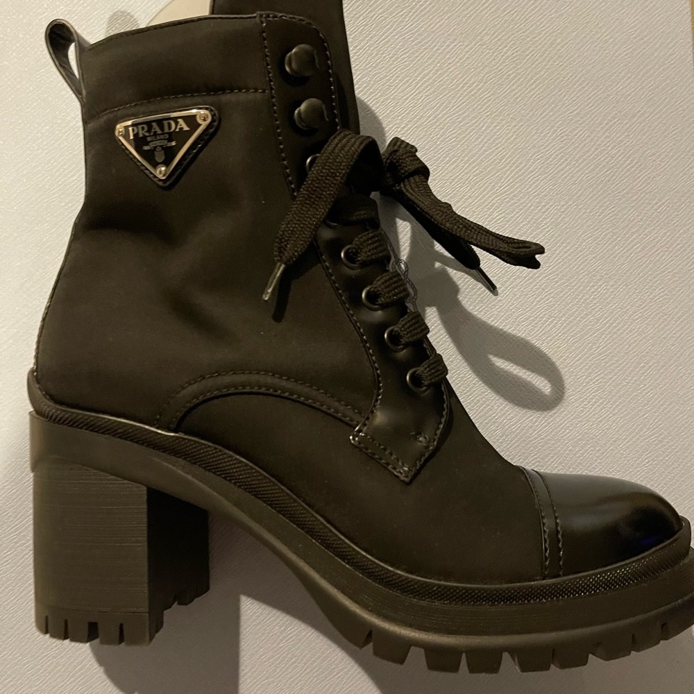 Prada Women's Black Lace-Up Boots Worn Once